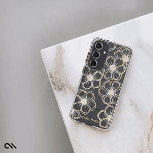 Case-Mate Floral Gems vāciņš ierīcei Samsung Galaxy S24+, zelta krāsā