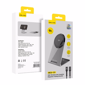 Blavec indukcijas lādētājs BQI-01 Qi2 15W magnētisks Magsafe + Raptor kabelis type C uz type C (BQI01-QI2MS) sudraba