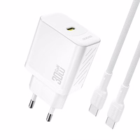 Dudao A27PCEU PD 30W GaN USB-C Wall Lādētājs with USB-C Kabelis - Balts