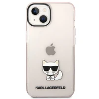 Karl Lagerfeld Caurspīdīgs Choupette Viedtālruņa apvalks iPhone 14 Plus / 15 Plus 6.7" - rozā