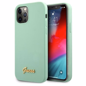 Guess Metal Logo Script apvalks iPhone 12 Pro Max 6.7" - zaļa