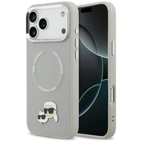 Karl Lagerfeld Karl & Choupette Pins Magnētiskais apvalks viedtālrunim iPhone 17 Pro - pelēks