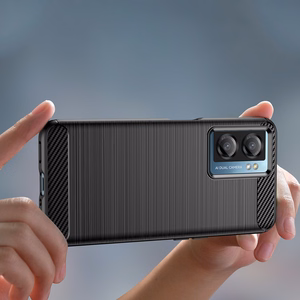 Viedtālruņa apvalks Xiaomi Poco F4 5G - oglekļa šķiedras silikona apvalks melns
