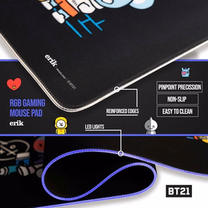 BT21 XXL spēļu galda paklājs ar LED apgaismojumu, 90 × 40 cm