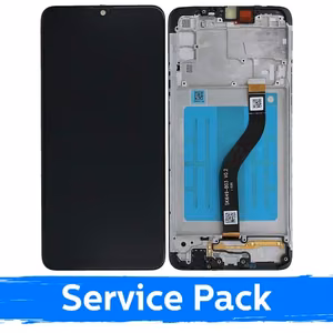 LCD Displejs Saderīgs ar Samsung A207 A20s Melns Ar Frame (Service Pack)