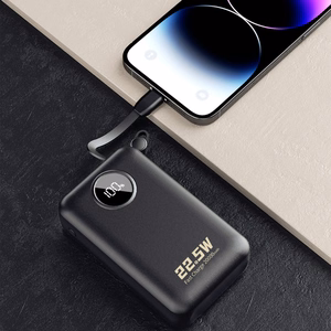 Dudao K14+ portatīvais lādētājs 20000mAh 22.5W USB-C / USB-A / iebūvēti Lightning un USB-C kabeļi - melns