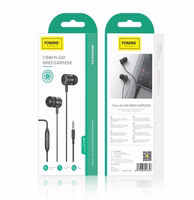 FONENG vadu austiņas EP200 JACK 3.5MM ar mikrofonu 1.2M melns