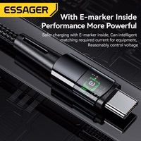 USB Kabelis Essager "Ultra" Dark Pelēks "Type-C / Type-C" 200cm (up to 240W!!!)
