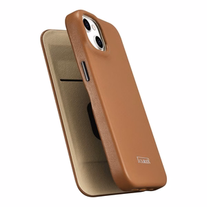 iCarer CE Premium ādas folio vāciņš iPhone 14 Plus ar MagSafe magnētisku flip vāciņu - brūnās krāsā