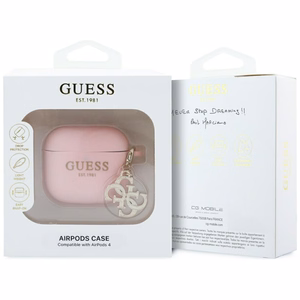 Guess Apvalks AirPods 4 Silikona 4G Charm rozā
