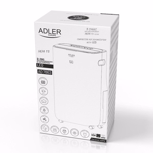 Adler 2 in 1 gaisa sausinātājs un gaisa attīrītājs AD 7863, jauda 420 W, piemērots telpām līdz 140 m³, ūdens tvertnes tilpums 6.5 l, balts