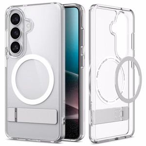 Spigen Ultra Hybrid S Mag MagSafe maciņš priekš Samsung Galaxy S26 - caurspīdīgs un balts