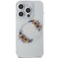 Guess IML Ziedu vainags Magnētiskais apvalks iPhone 15 Pro - caurspīdīgs