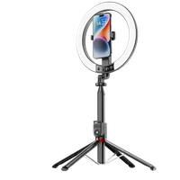 Blavec Selfie gredzena lampa Aluminium Aura LED RGB gredzens P-50 25cm statīvs + tālvadības pults + 2,3 metri (RLP50-TRB23) melna