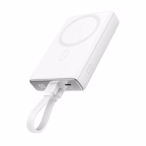 Powerbank Joyroom JR-PBM01 магнитный 10000mAh 20W с подставкой + кабель Lightning - USB-C - белый