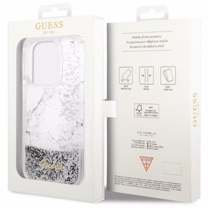 Guess GUHCP14LLCSGSGH iPhone 14 Pro 6.1" balts cietais viedtālruņa apvalks ar šķidro spīdumu marmora dizains