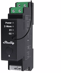 Shelly Wave Pro 2PM LR divu kanālu Z-Wave DIN sliedes kontrolieris