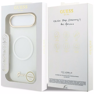 Guess IML Gradient Script Metal MagSafe Maciņš for iPhone Air - balts