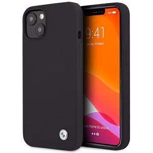 BMW Silicone Signature viedtālruņa apvalks iPhone 13 - melns
