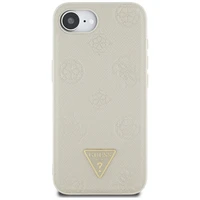 Guess Grained Hot Stamp Peony Triangle Logo magnētiskais viedtālruņa apvalks iPhone 16e - bēšs