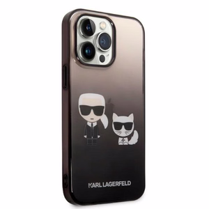 Karl Lagerfeld KLHCP14LTGKCK iPhone 14 Pro 6.1 "cietais apvalks melns/melns Gradients Ikonik Karl & Choupette