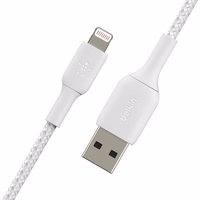 USB kabelis Belkin Boost Charge Braided USB-A to Lightning 1,0 m balts