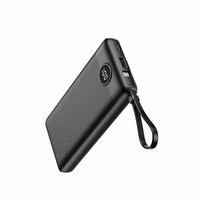 Power Bank Veger "W1116" melns 10000mAh (PD / QC3.0) + integrēts 3in1 kabelis