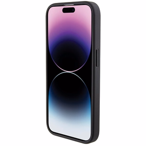 BMW ādas teksturēts un svītra iPhone 15 Pro Max viedtālruņa apvalks - melns