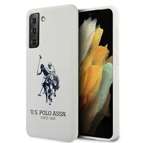 Viedtālruņa apvalks US Polo USHCS21SSLHRWH S21 G991 balts silikons ar logotipu