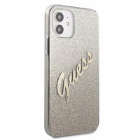 Guess GUHCP12SPCUGLSGO iPhone 12 mini 5.4" zelta/zelta cietais apvalks Glitter Gradient Script
