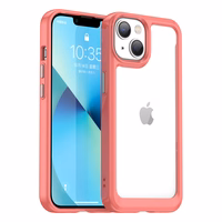 Outer Space viedtālruņa apvalks iPhone 14 ciets vāciņš ar gēla rāmi sarkans