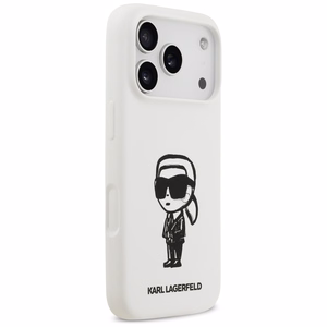 KARL LAGERFELD viedtālruņa apvalks IPHONE 17 Pro saderīgs ar Magnētisko KLHMP17LSKIGROH (Silicone W/ KL Sketch & Logo) balts