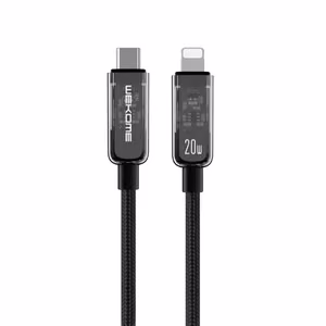 WEKOME WDC-181 Vanguard Series USB-C–Lightning uzlādes un datu kabelis, 1 m, PD 20 W, melns