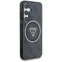 Guess 4G mirdzošs trīsstūra pogu magnētiskais viedtālruņa apvalks Samsung Galaxy S25 melns