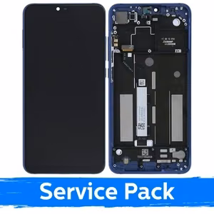 LCD displejs saderīgs ar Xiaomi Mi 8 Lite ar rāmi / zils / (Service Pack)