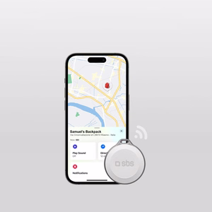 SBS Track My Circle ūdensizturīgs IP65 lokators, saderīgs ar Apple Find My - balts