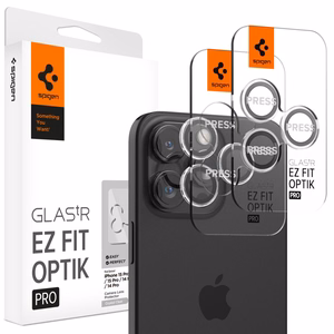 Spigen Glas.tR EZ Fit Optik Pro kameras vāciņš iPhone 15 Pro / 15 Pro Max / 16 Pro / 16 Pro Max / 17 Pro / 17 Pro Max - 2 gab.