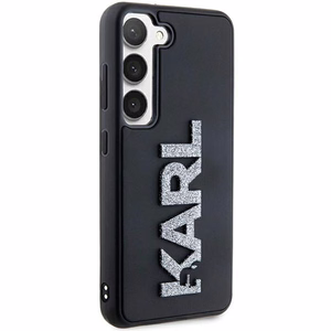 Karl Lagerfeld 3D Gumijas Mirdzošs Logotips viedtālruņa apvalks Samsung Galaxy S23+ - melns