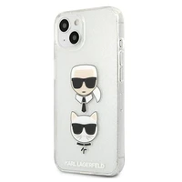 Karl Lagerfeld Glitter Karl's & Choupette Head apvalks iPhone 13 mini - pelēks