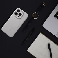 Silikona magnētiskais viedtālruņa apvalks, saderīgs ar MagSafe, iPhone 16 Pro, titāna krāsas