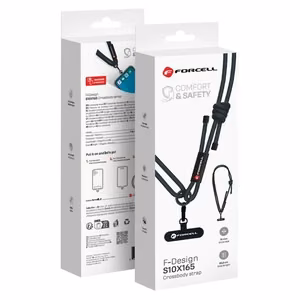 FORCELL F-DESIGN S10X165 šķērsvirziena telefona siksniņa ar regulējamu garumu (maks. 82,5cm cilpā) melna