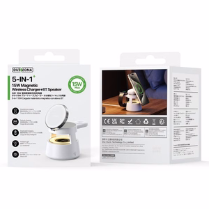 DUZZONA W23 5-in-1 magnētiskā bezvadu uzlādes stacija ar Bluetooth skaļruni