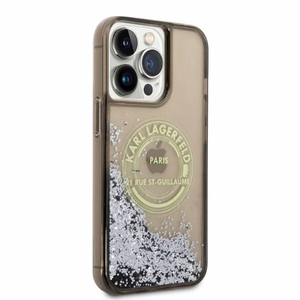 Karl Lagerfeld Liquid Glitter RSG viedtālruņa apvalks iPhone 14 Pro Max - melns