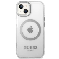 Guess GUHMP14MHTRMS iPhone 14 Plus 6.7" sudrabains/sudrabains cietais apvalks Metāla kontūra Magnētiskais