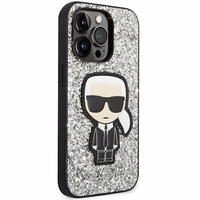 Karl Lagerfeld KLHCP14XGFKPG iPhone 14 Pro Max 6.7 "cietais apvalks sudraba / sudraba Mirdzošās Pārslas Ikonik