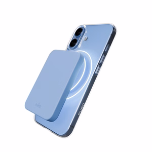 Чехол Puro Lite Mag TPU+PC совместимый с MagSafe для iPhone 17 - прозрачный с синим кольцом