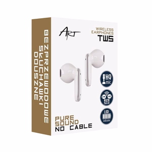 ART bezvadu austiņas Bluetooth TWS ar dokstaciju Type C AP-TW-B4W balta