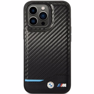 BMW Leather Carbon macins priekš iPhone 13 Pro Max - Melns