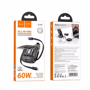 Kabelis All-in-one savelkams ar maināmiem uzgaļiem Hoco PD 3A 60W 0,95 m U140 melns