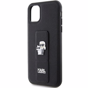 Karl Lagerfeld Gripstand Saffiano Karl&Choupette Pins чехол для iPhone 11 / Xr - чёрный